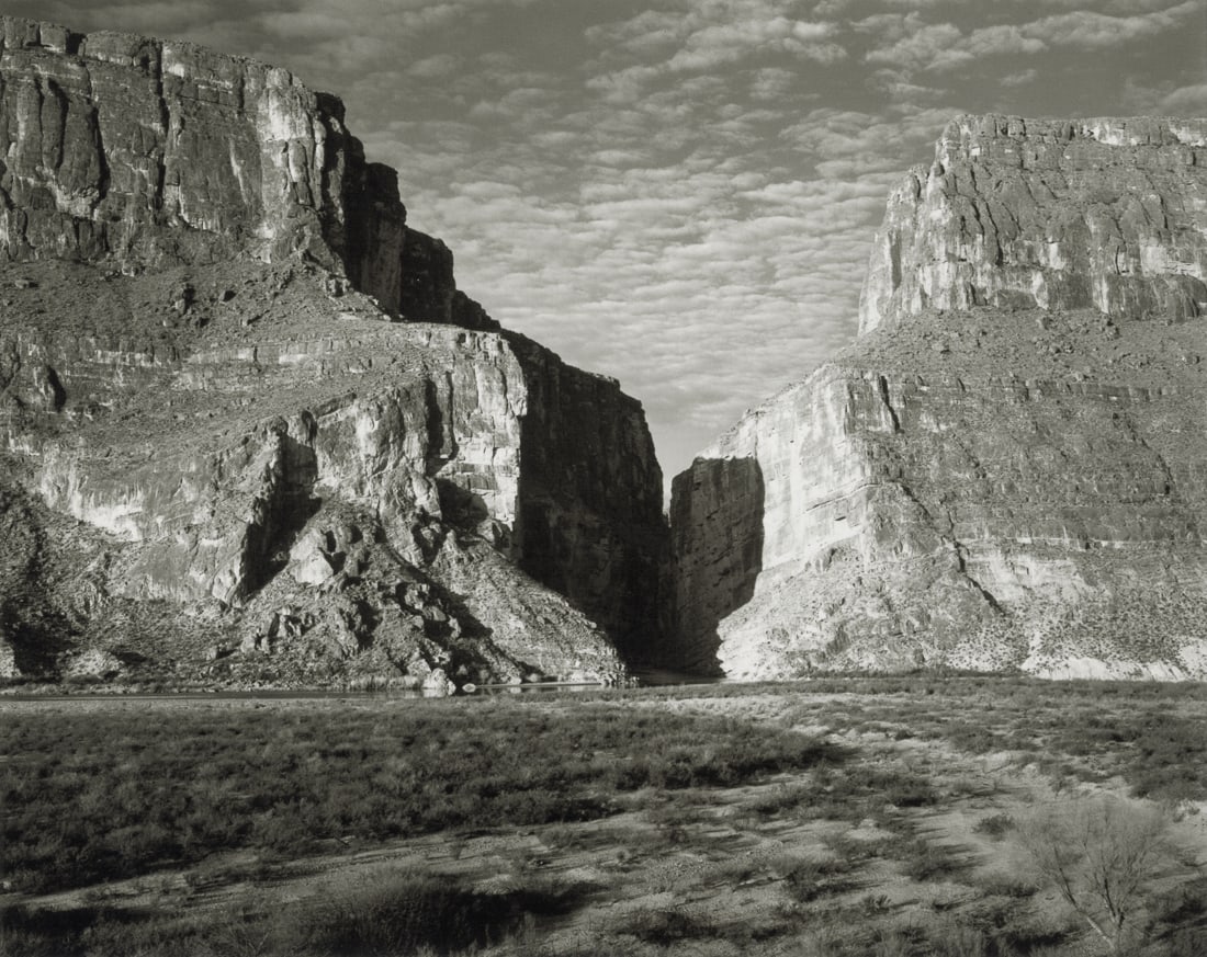ANSEL ADAMS - Santa Elena Canyon, Big Bend, Texas: Artist: Ansel Adams Title: Santa Elena Canyon, Big Bend National Park, Texas, 1947 Medium: Photo Litho, 2001, USA Dimensions: 11x8.7" Description: Heat Wax Mounted on 11x14" Conservation Board Artist 