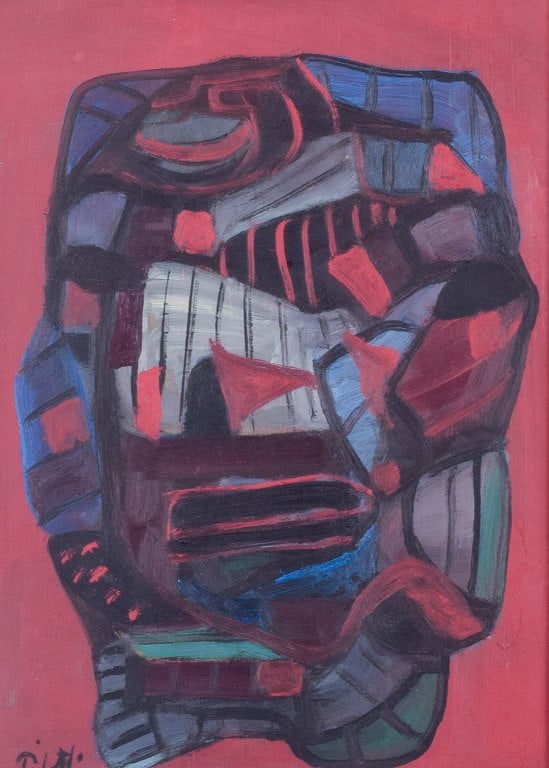 Lennart Pilotti (1912-1981), Swedish artist. Oil on board. Abstract composition.: Lennart Pilotti (1912-1981), Swedish artist. Oil on board. Abstract composition. Signed. 1960/70s. Perfect condition. Dimensions: 31.5 cm x 23.0 cm. Total: 45.8 cm x 36.8 cm. Reserve: $462.00 Shipping