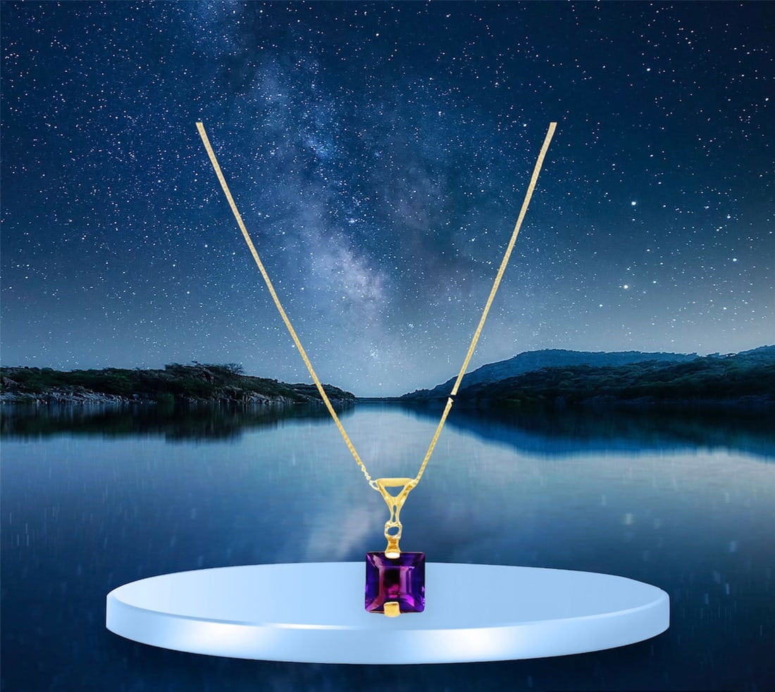 14k amethyst diamond necklace (1 of 7)