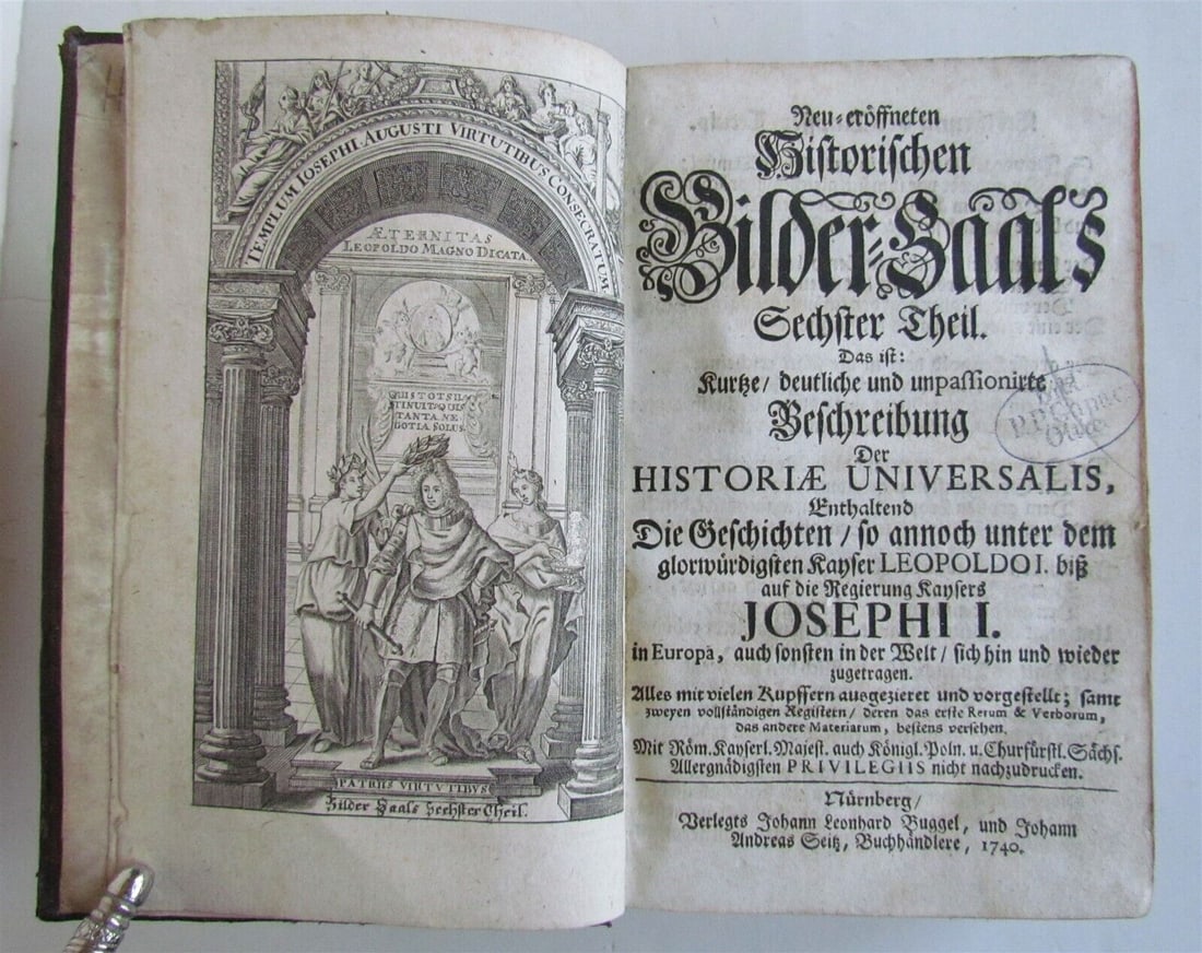 1740 ILLUSTRATED UNIVERSAL HISTORY antique in GERMAN (1 of 12)