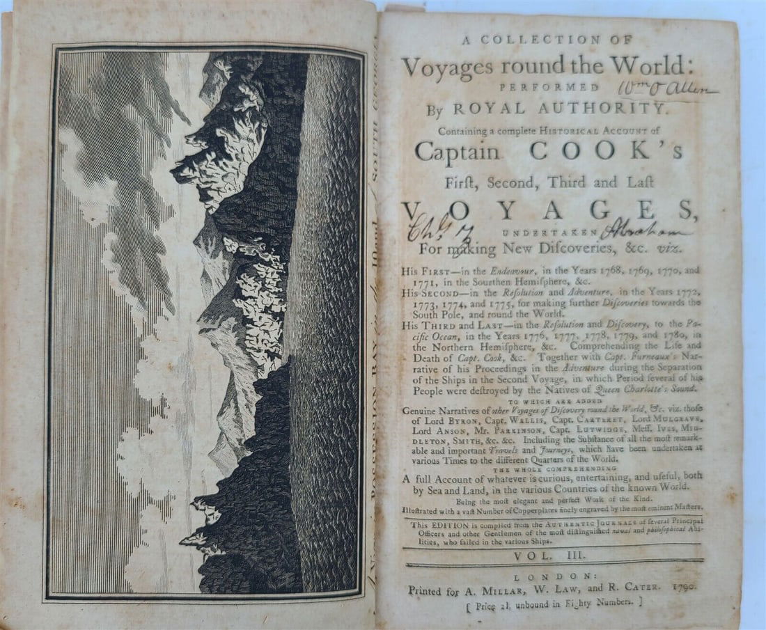 1790 CAPTAIN COOK VOYAGES in ENGLISH antique ILLUSTRATED Vol. III (1 of 15)