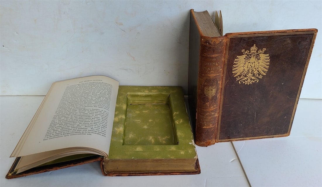 1913 BOOK SHAPE BOX SAFE GERMAN CLASSICS antique decorative (1 of 6)