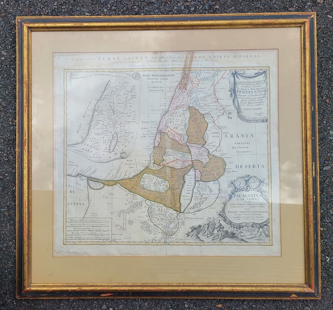 1750 PALESTINE ANTIQUE MAP framed JUDAICA (1 of 11)