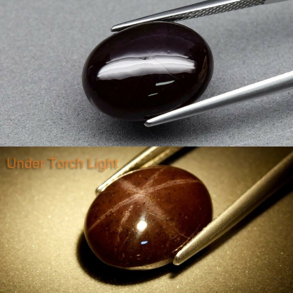 12.22 ct purple 6 rays star rhodolite garnet: Title: 12.22 ct purple 6 rays star rhodolite garnet Color/Clarity: opaque Gemstone Type:natural/untreated Size/Dimensions: 12.22 Additional Info/Certificate: 15.4 x 11.5 x 5.6 Carat Weights:Small Chip