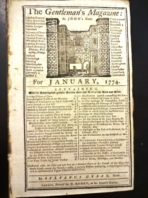 1774 Gentleman's Magazine Boston Tea Party (1 of 5)