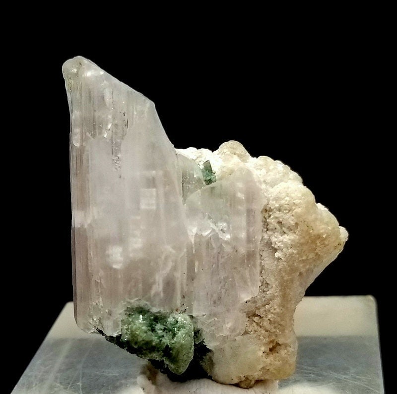 32 Gram Beautiful Natural Kunzite Crystal With Green Tourmaline Specimen From Kunar Afghanistan (1 of 10)