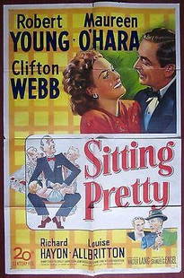 Sitting Pretty - 1948 One Sheet Poster - Robert Young & Maureen O'hara!: Sitting Pretty - 1948 One Sheet Poster - Robert Young & Maureen O'hara!, Please refer to the attached photos to determine the condition of this original vintage item. Note: LB means Linen Backed. Read