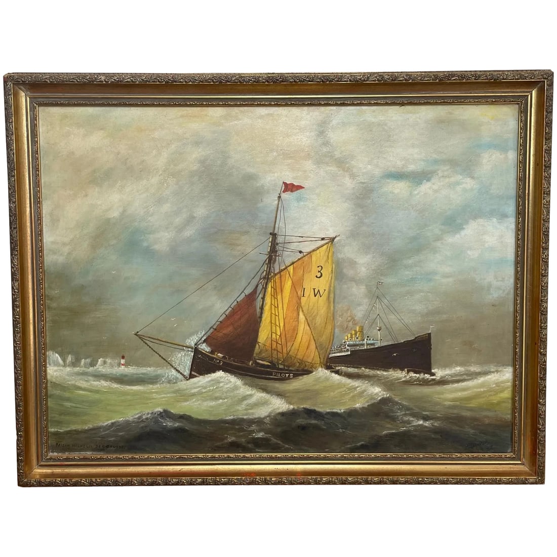 Fine Marine Art 20th Century Oil Painting "SS Kaiser Wilhelm der Grosse" Ship (1 of 12)