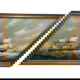Large Oil Painting Marine Sailing Steam Mail Ship Orinoco By Salvatore Colacicco: Large Oil Painting Marine Sailing Steam Mail Ship Orinoco By Salvatore Colacicco 1 Fine Work of Art Large Oil Painting Marine Sailing Steam Mail Ship Orinoco By Salvatore Colacicco. Subject seascape m