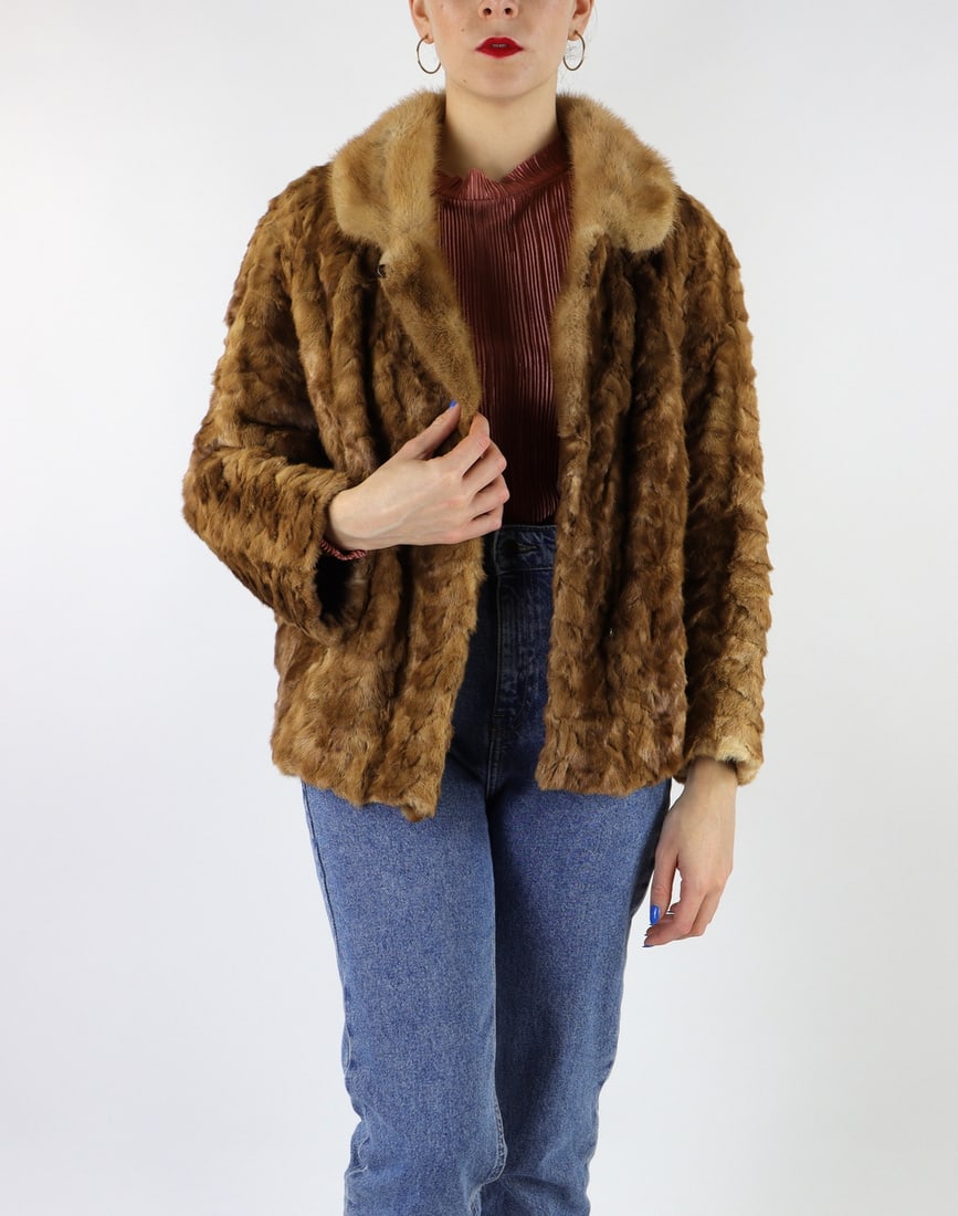 CARAMEL MINK FUR JACKET EU:XL US:18 (1 of 10)