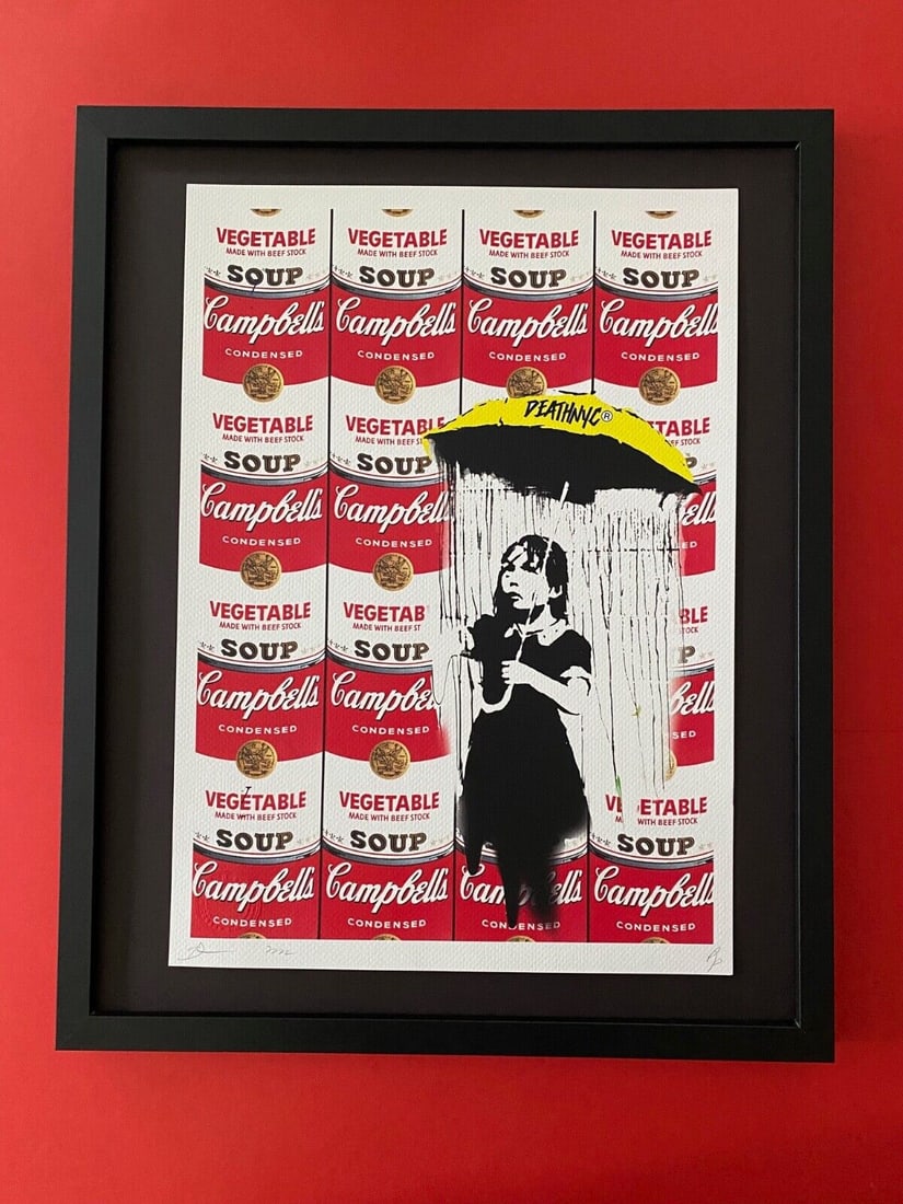 DEATH NYC Hand Signed LARGE Print Framed 16x20in COA BANKSY GIRL WARHOL SOUPS N (1 of 6)
