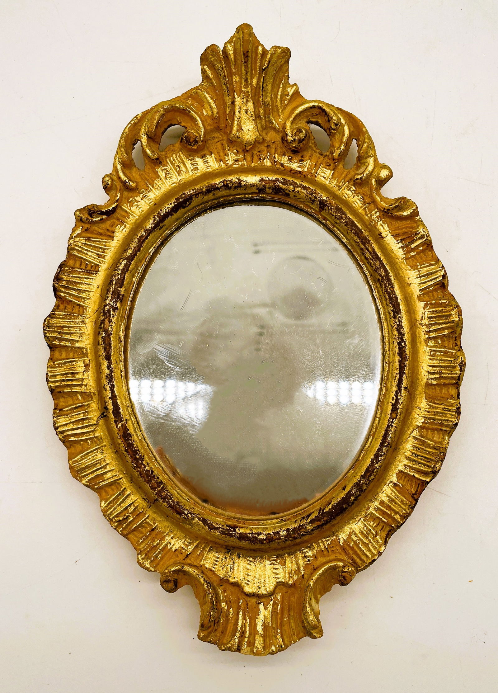VINTAGE FLORENTIA ITALY 7" MINIATURE GILDED MIRROR W/ ORNATE GOLD FRAME (1 of 8)