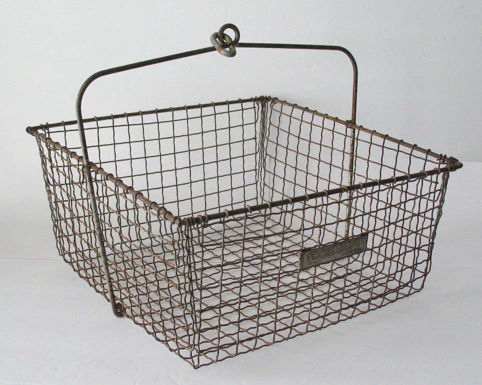 Vintage wire Bath house basket.: Title: Vintage wire Bath house basket. Date/Period: 1950's Dimension: 12” x 12” x10” high Additional Information: Nice vintage square wire bath house basket made in Chicago in great