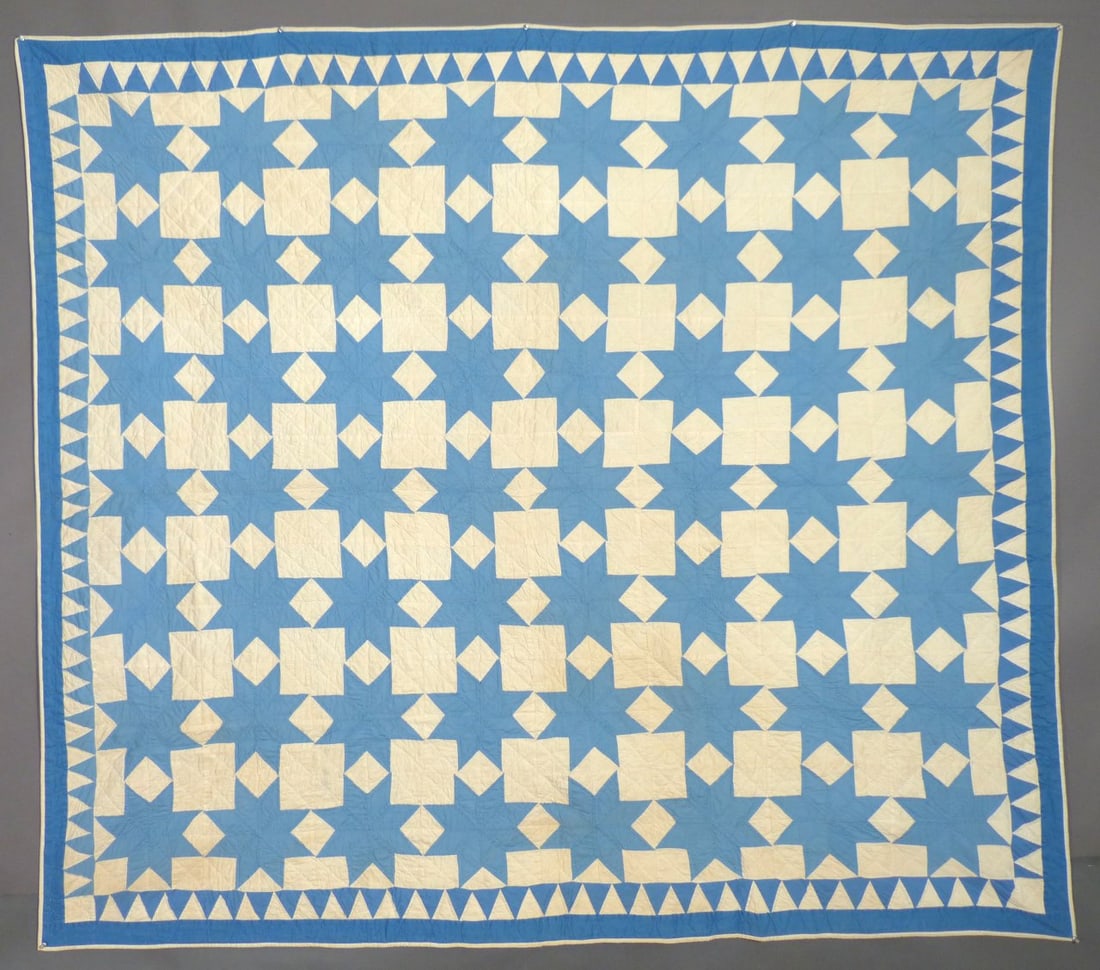 Antique Blue & White "Variable Stars" Quilt (1 of 6)
