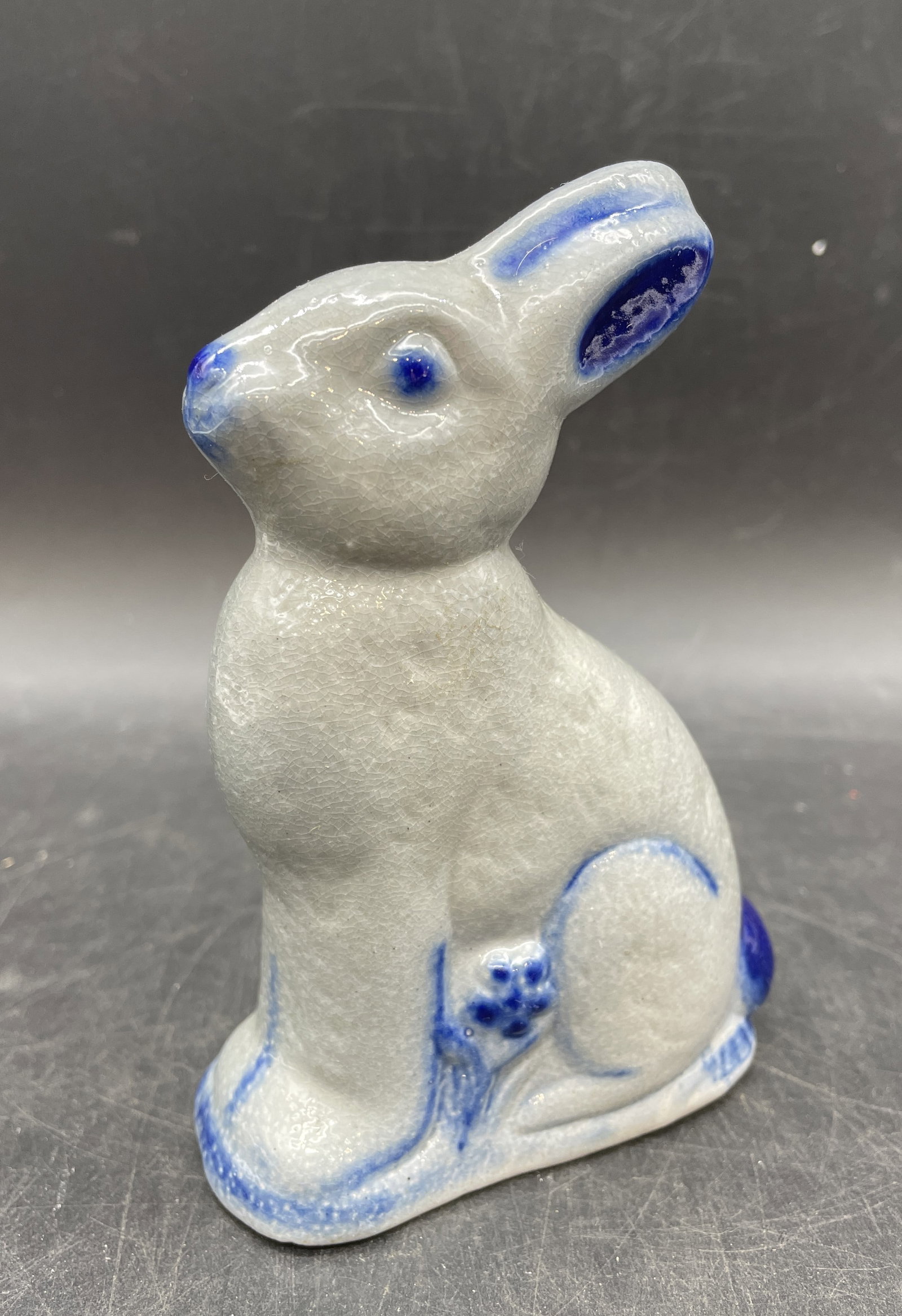 ELDRETH POTTERY BUNNY RABBIT SALT GLAZED FIGURINE COBALT (1 of 8)