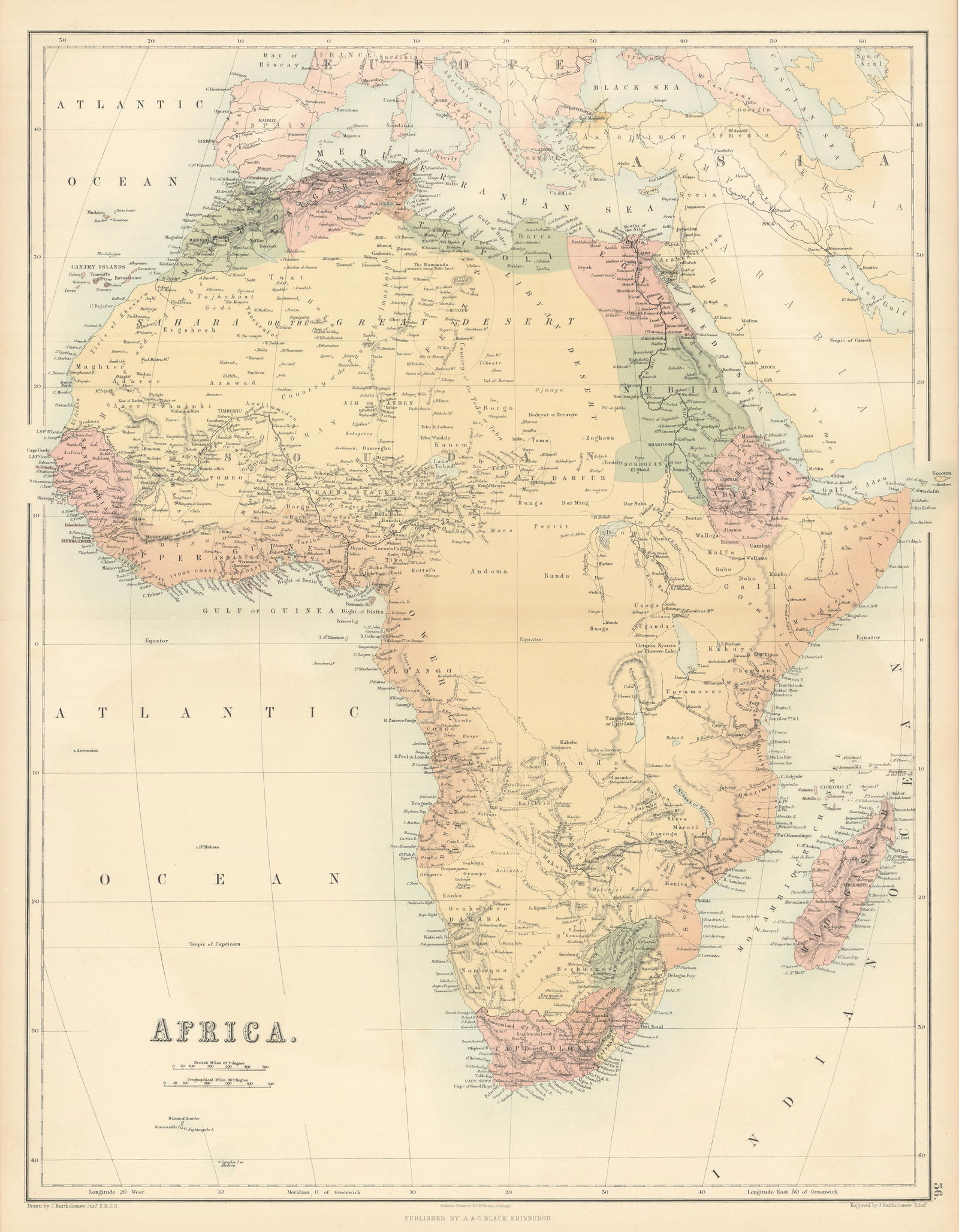 Africa. Tribes/pre-European Kingdoms. Great Lakes & Nile. BARTHOLOMEW 1862 map (1 of 1)