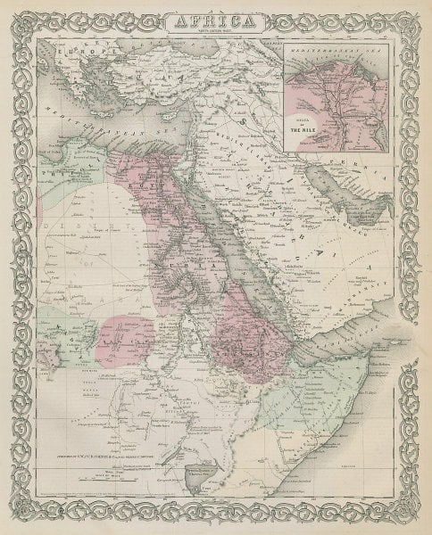 North East Africa. Egypt Abyssinia Arabia Abu Dhabi Sharja. COLTON 1869 map (1 of 3)