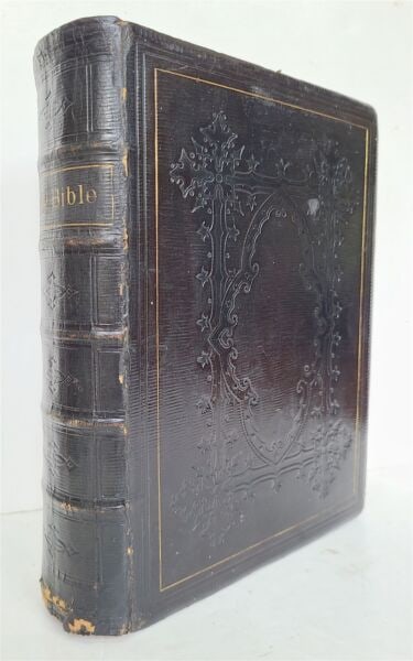 1847 BIBLE in ENGLISH antique AMERICANA New York NICE LEATHER BINDING (1 of 7)