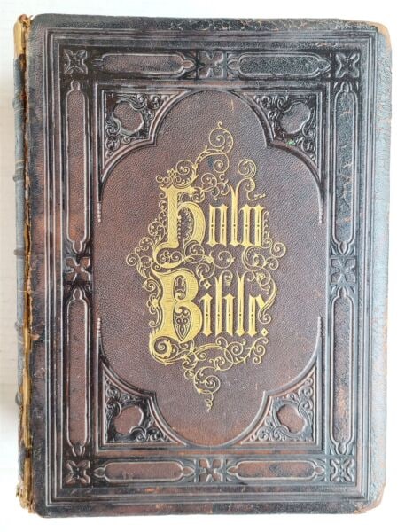 1860s FAMILY DEVOTIONAL BIBLE by MATTHEW HENRY antique MASSIVE FOLIO ILLUSTRATED (1 of 12)