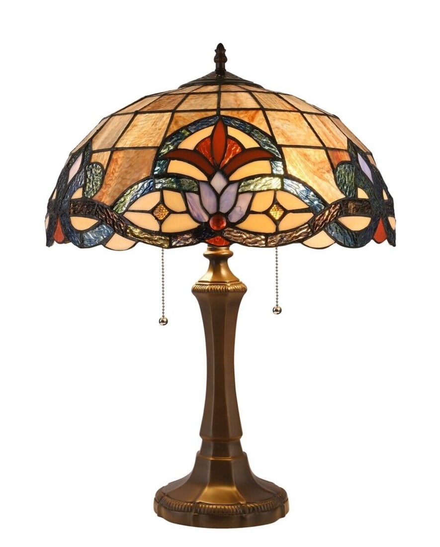 22.2" Victorian Style Stained Glass Table Lamp (1 of 5)