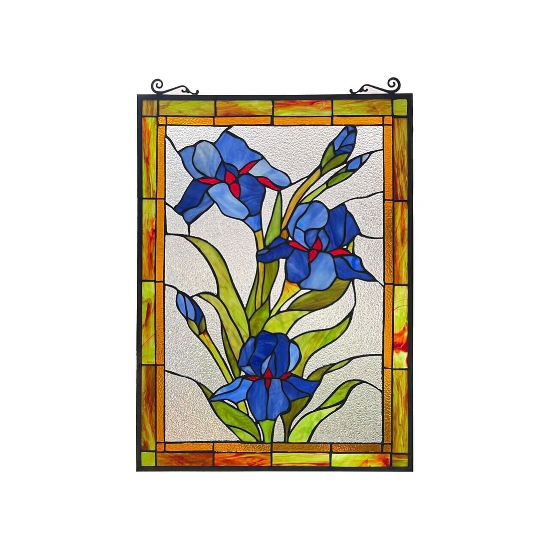 25" Floral Stained Glass Window Hanging Panel Suncatcher (1 of 7)