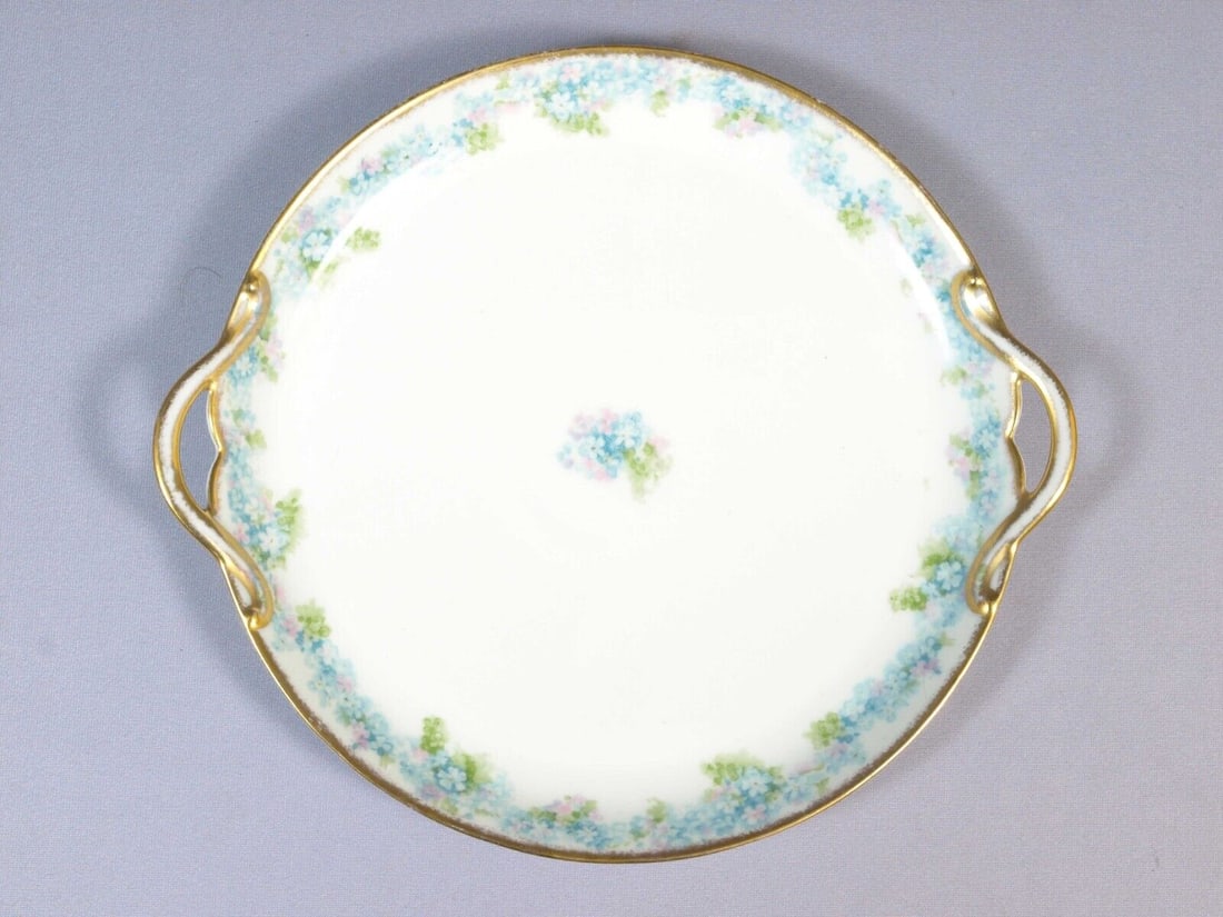 Limoges France Blue CHField Haviland GDA Handled CAKE Tray Dish Platter (1 of 4)