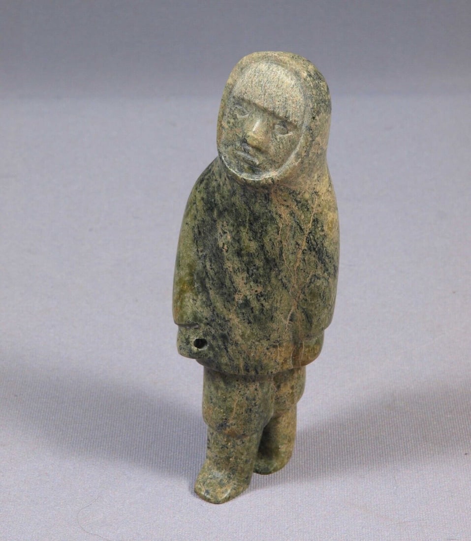 Inuit Eskimo Native American Soapstone ADAMIE SHARKY Hunter Man 2010 (1 of 6)