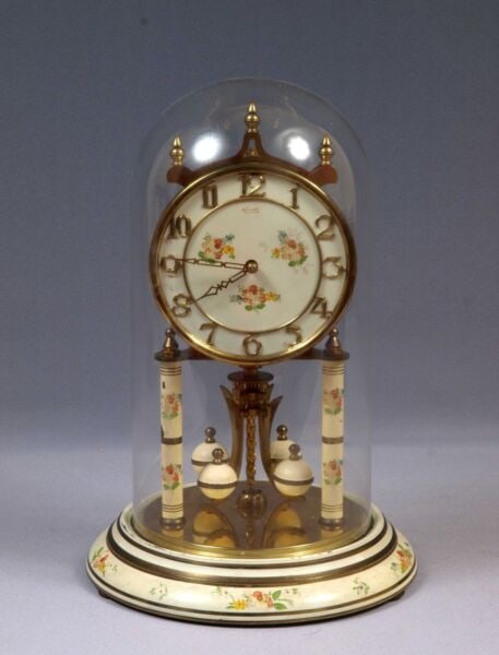 Kundo KIENINGER OBERGFELL Flowers Anniversary Clock Skeleton West Germany WORKS (1 of 8)