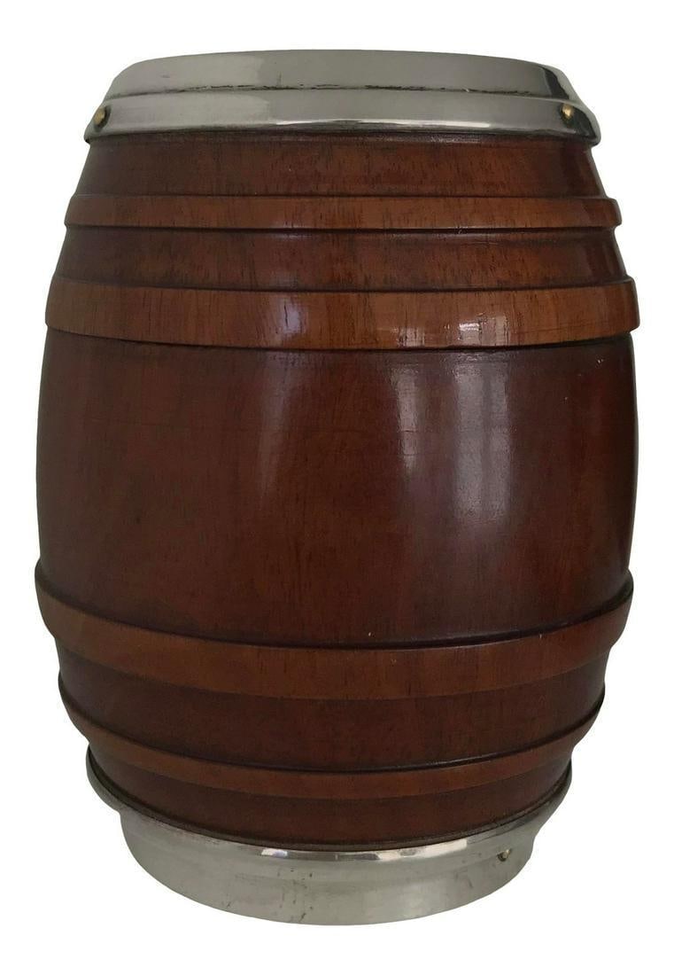 1940s Wood and Silver Stash Barrel: Aren't we now looking for a chic way to hide our stash? Well, here it is! A darling vintage wood and silver "barrel" will keep your buds hidden from view in the chicest way possible! DIMENSIONS: 3?W ?