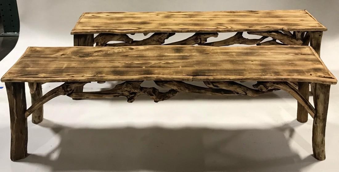 Rustic Hickory Benches - a Pair (1 of 11)