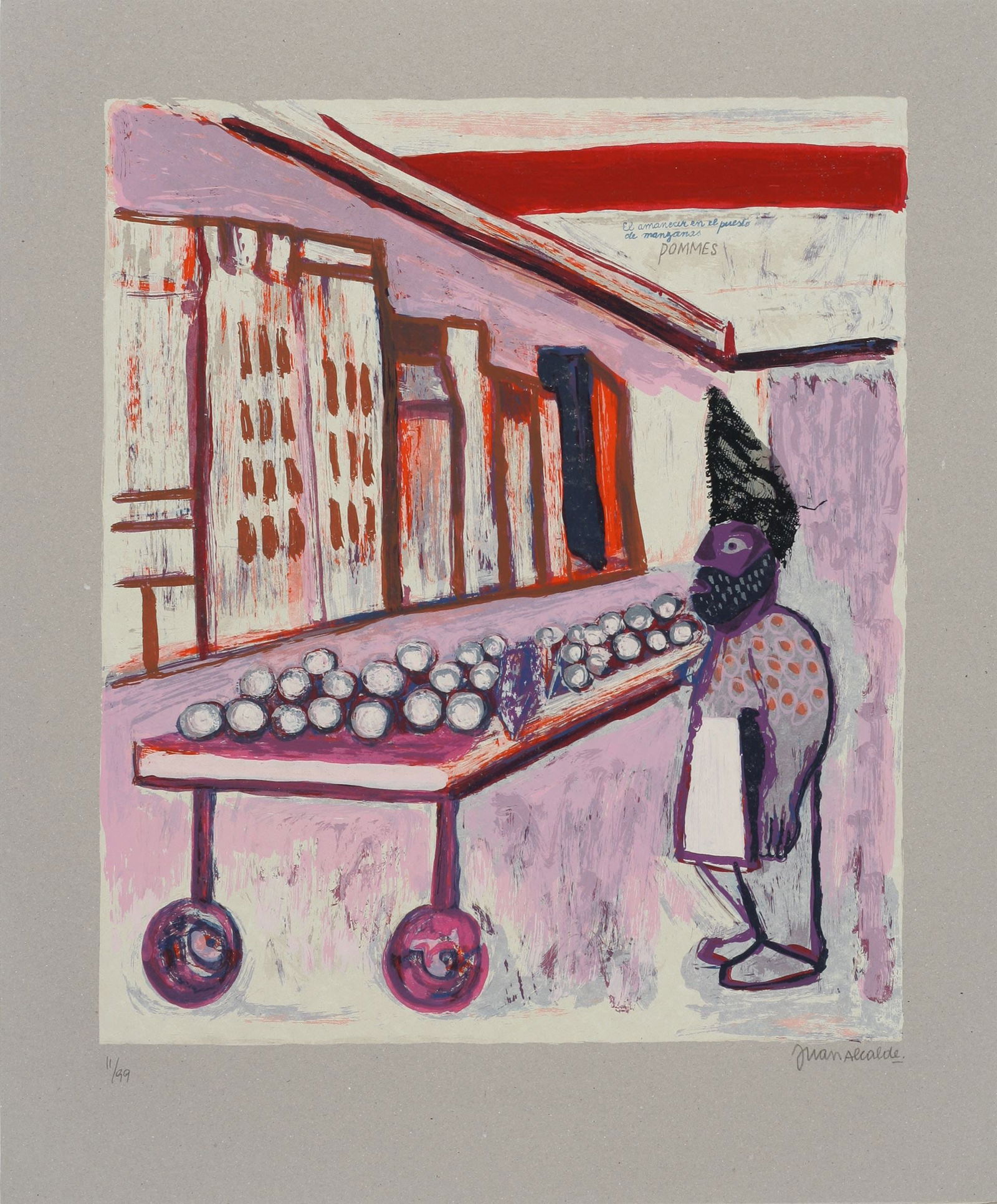 Juan Alcalde Alonso Spanish silkscreen 2005, 24.5 x 20.5 in.: Artist: Juan Alcalde Alonso (Spain, 1918-2020) Work Title: Otoño en París Date/Period: 2005 Medium: silkscreen Overall Size: 24.5 x 20.5 in. (62 x 52 cm.) Reserve: $300.00 Shipping: Domestic: Flat-r