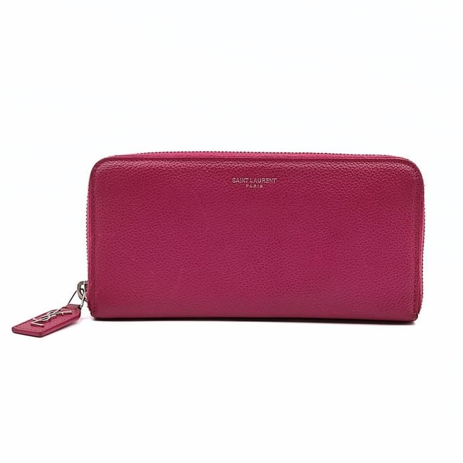 SAINT LAURENT women's long wallet in fuchsia leather (1 of 1)