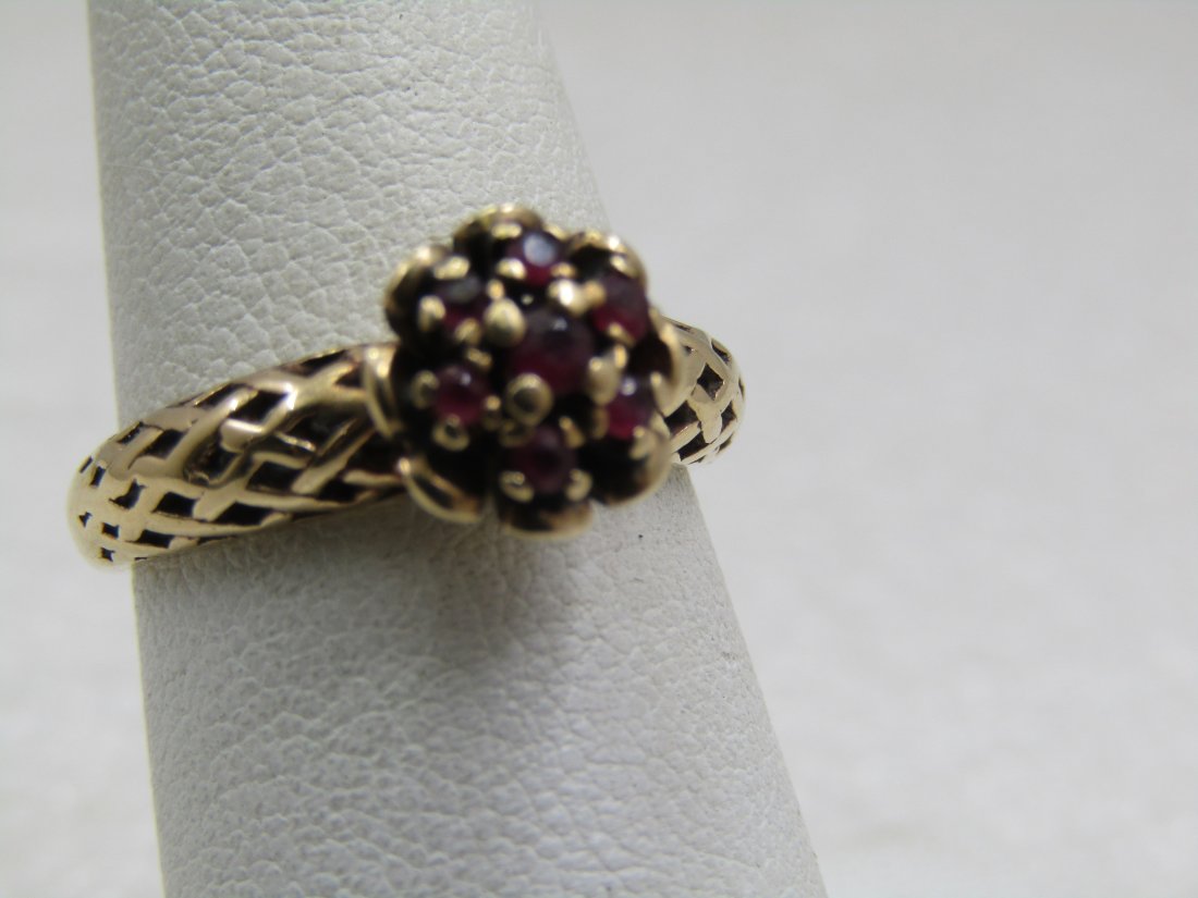Vintage Edwardian 14kt Old Cut Ruby Cluster Engagement Ring, Sz. 7. (1 of 1)