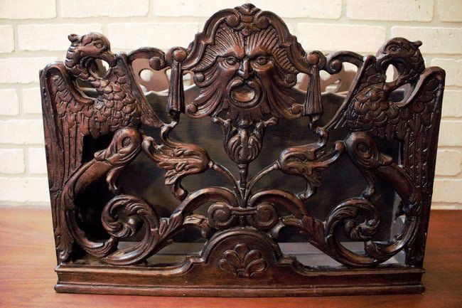Antique North Wind Canterbury Carved Ornate Magazine Rack (1 of 1)