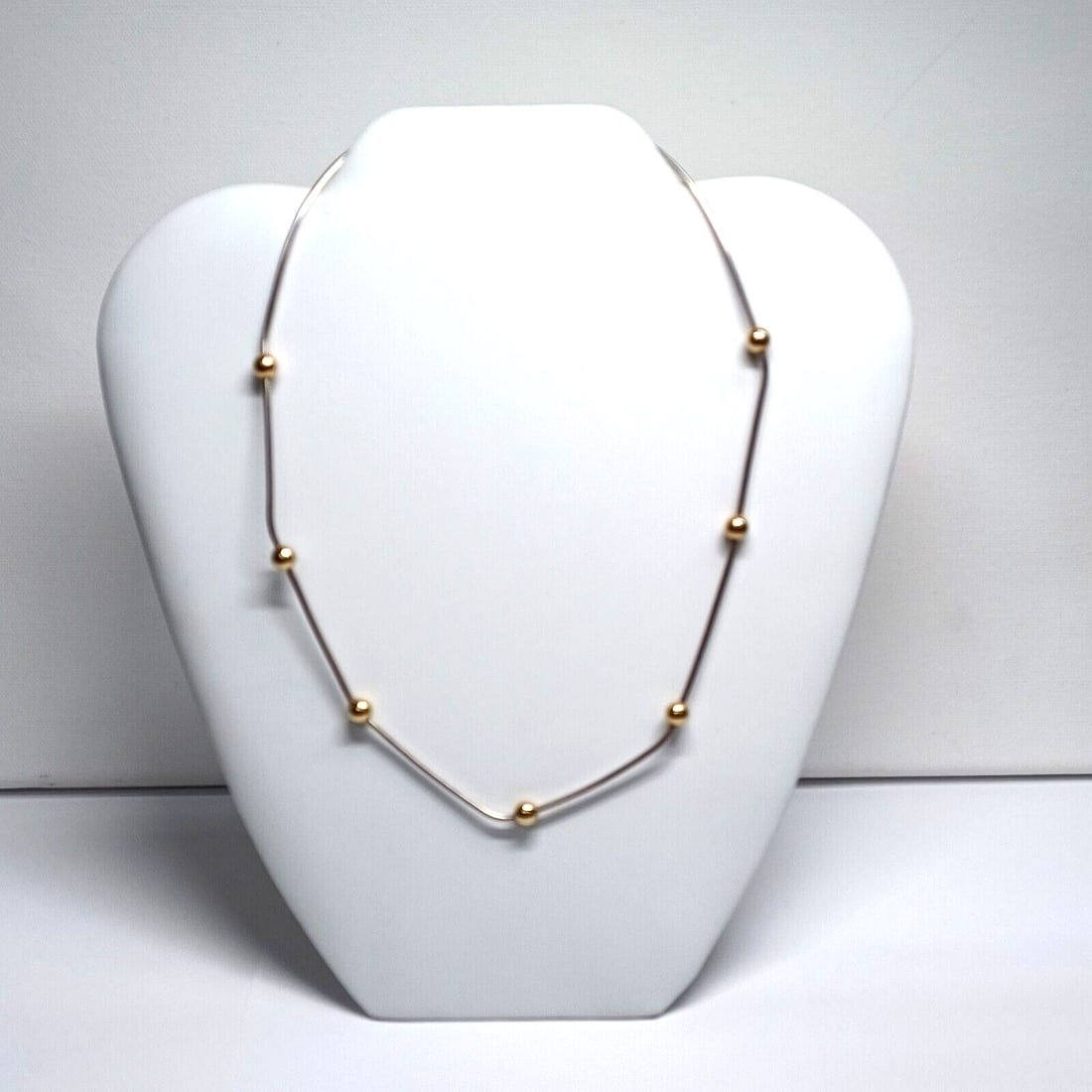 Estate $340 14 YG Balls & Sterling Silver Snake Chain Necklace (1 of 1)