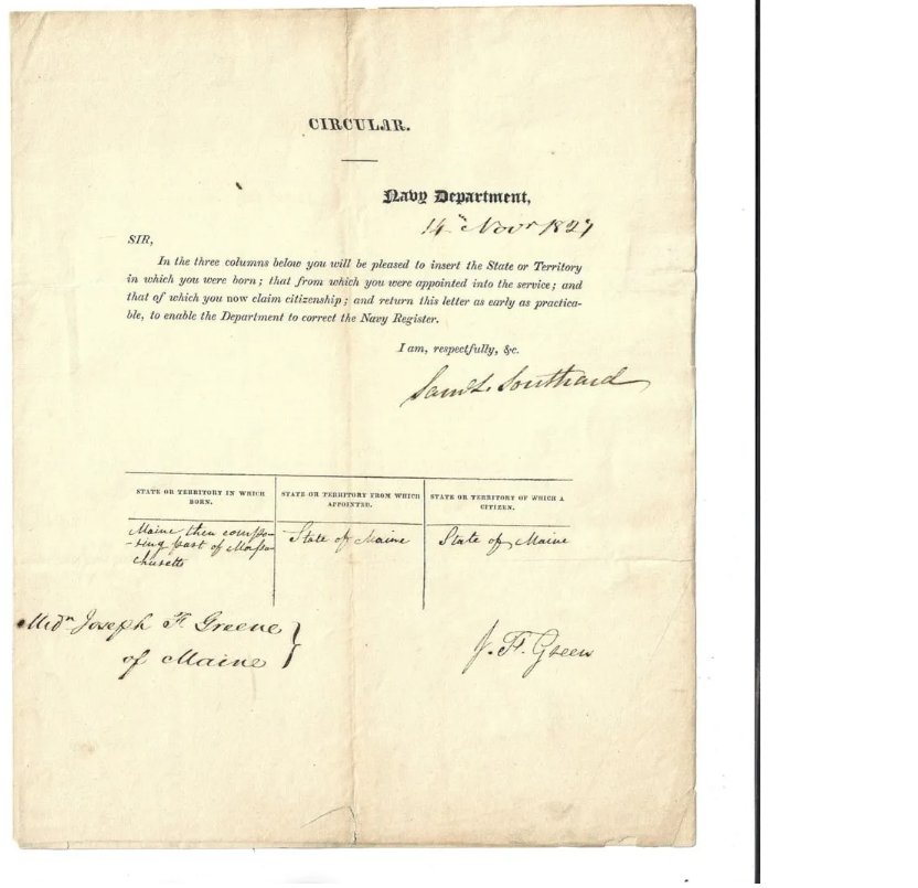 1827 Navy Department Circular Maine (1 of 1)