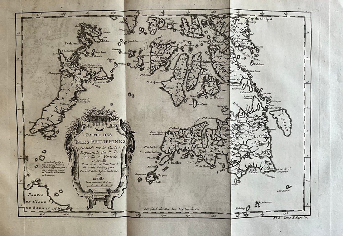 1752 Southern Philippines. Map by Bellin: Title: 1752 Southern Philippines. Map by BellinDate/Period: 1752Materials: Copperplate engravedSize: 15 1/4” x 10”This 1752 copperplate engraving by Jacques Nicolas Bellin depicts the sout