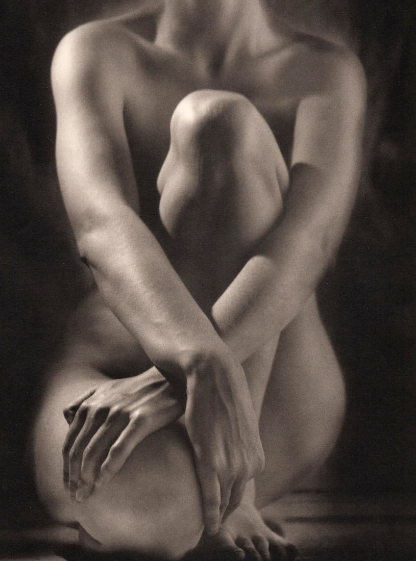 RUTH BERNHARD - Classic Torso with Hands, 1952: Artist: RUTH BERNHARD Print Title: Classic Torso with Hands, 1952 Medium: Authentic Vintage Duotone Photoengraving Printed in USA in 1990s Image Size approx: 10 x 7” Ruth Bernhard (1905 – 