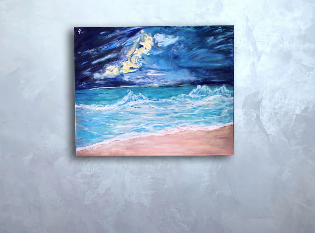 Abstract acrylic painting Raging breeze Valeria Sign (1 of 4)