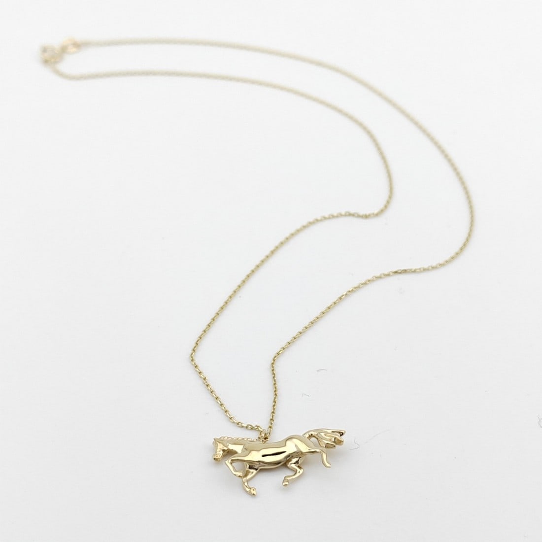 14K 585 Yellow Gold Horse Necklace,Ladies Necklace (1 of 8)