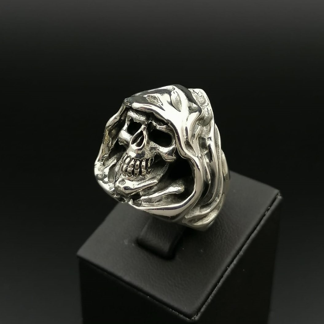 925 Silver Skull Grim Reaper Ring (1 of 9)