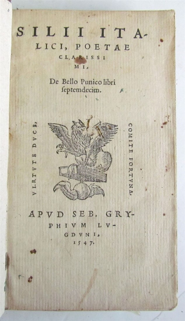 1547 PUNIC WAR EPIC POEM by Silius Italicus POETRY antique 16th century RARE (1 of 5)