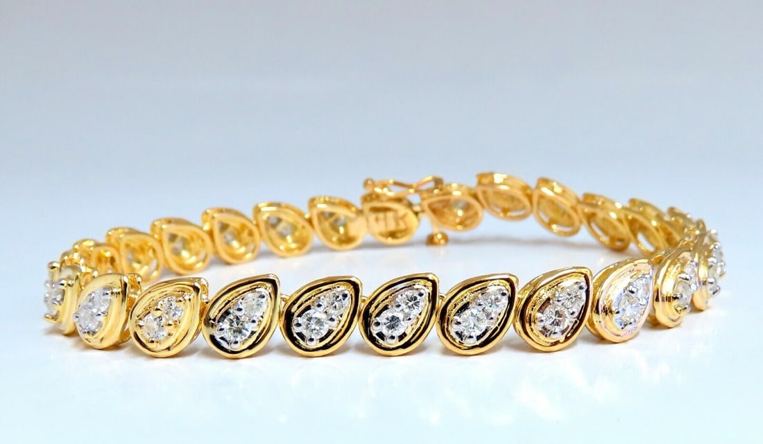 1.30 carat natural diamonds pair cluster link bracelet 14 karat teardrops (1 of 5)