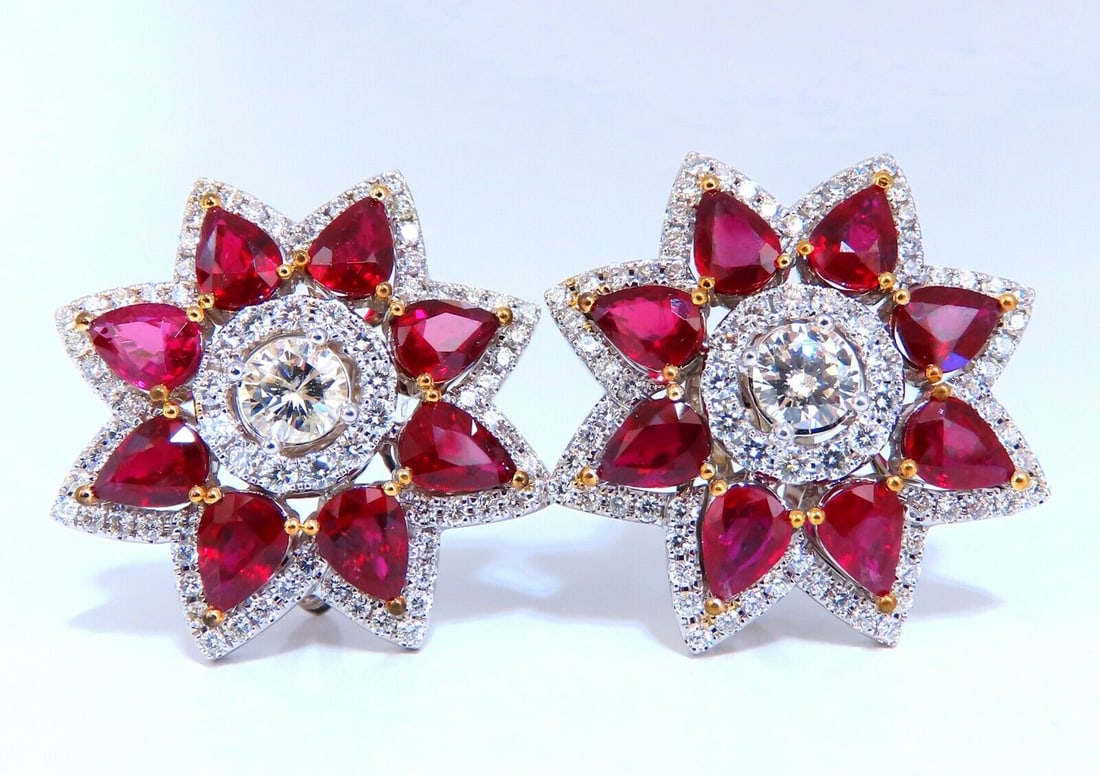18.60ct GIA Certified Diamond Ruby Cluster Earrings 18kt (1 of 6)