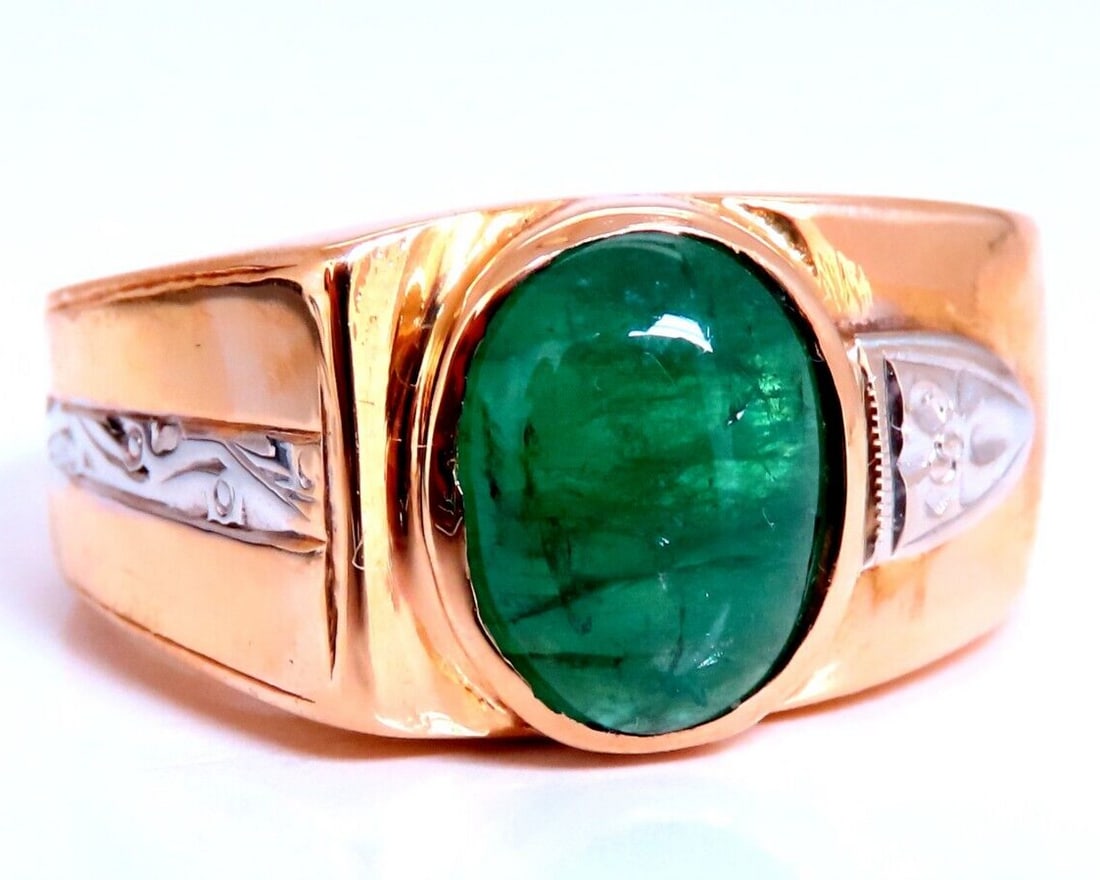 2.73ct Natural Emerald Diamond Ring 14kt Gold Bow (1 of 7)