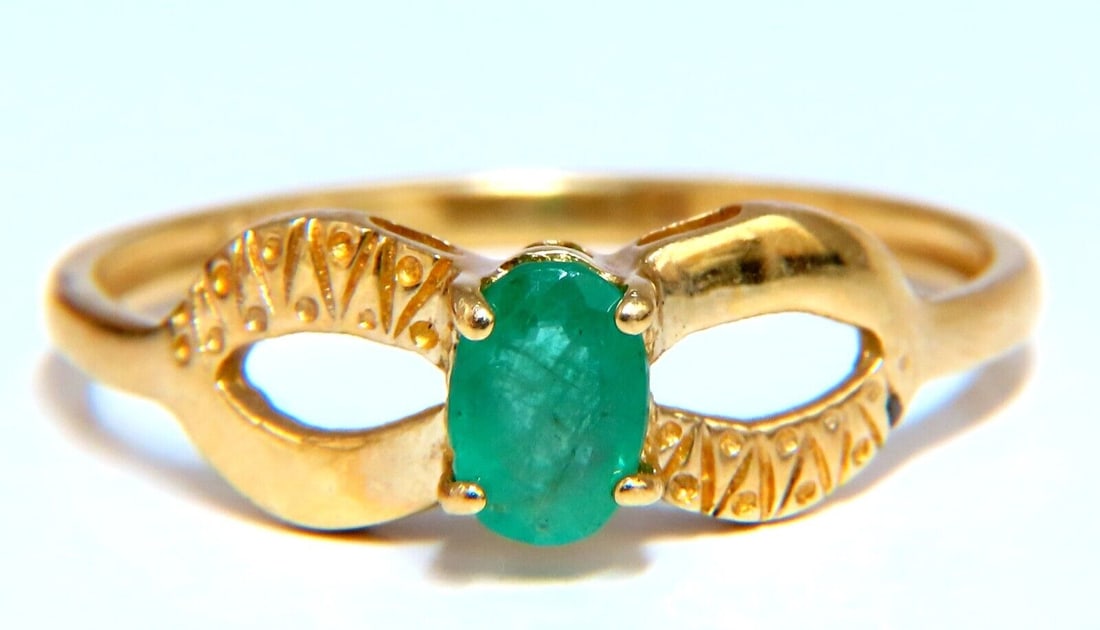 Emerald Ring 14kt .40ct Natural Retro Deco (1 of 3)
