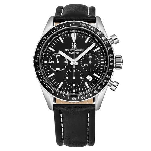 New Revue Thommen 17000.6534 'Aviator' Leather Strap Chronograph Automatic Watch (1 of 5)