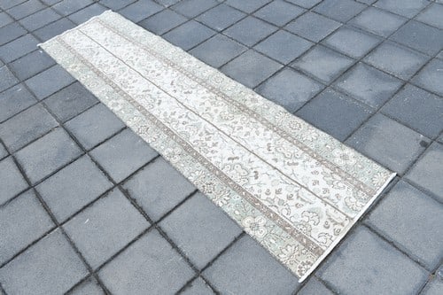 2' x 8' Vintage Turkish Runner Rug - 7034: Title: 2' x 8' Vintage Turkish Runner Rug - 7034 Description: Vintage Turkish Runner Rug Handmade, handwoven with traditional technique. Low pile, soft rug. Rug Condition: Fully cleaned and ready to u