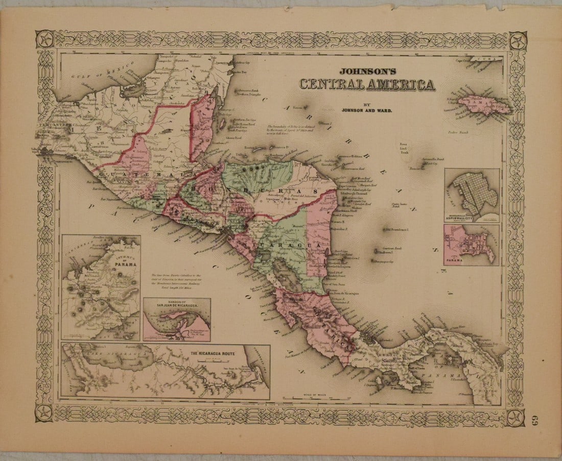 1866 Johnson Map of Central America -- Johnson's Central America (1 of 2)