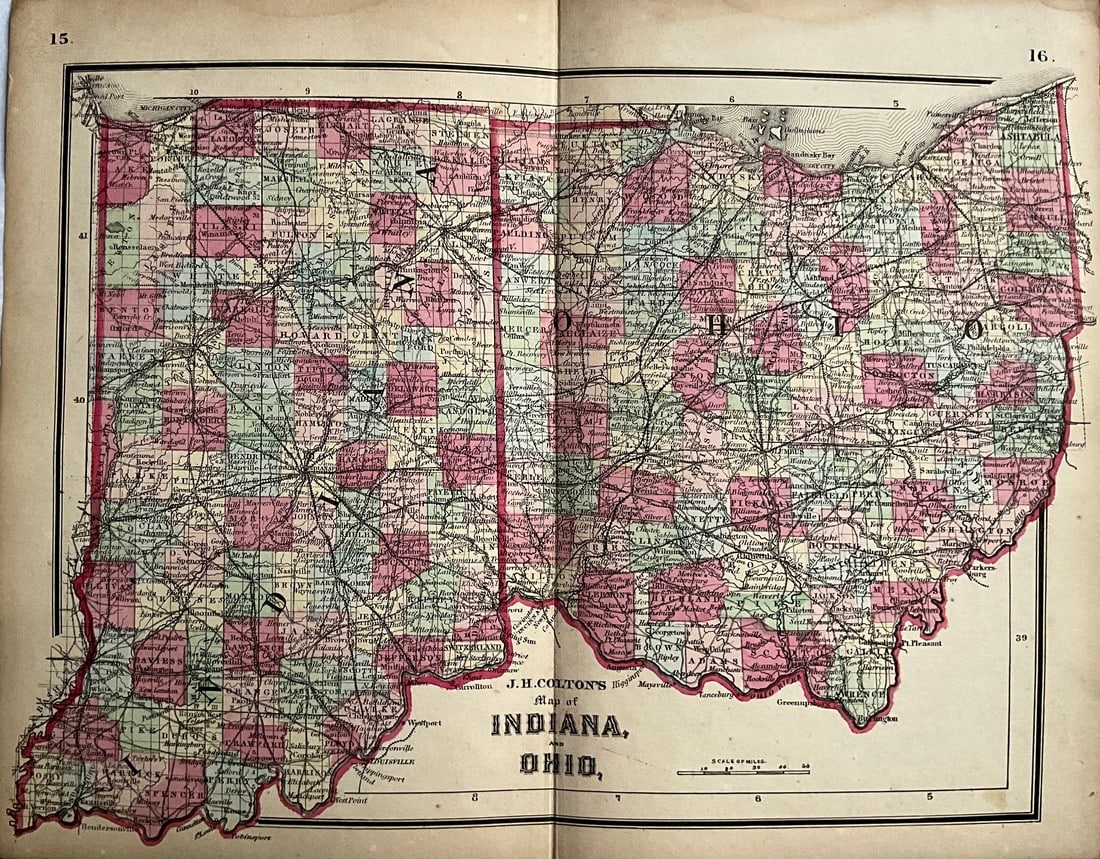 1865. Indiana and Ohio by Colton (1 of 1)
